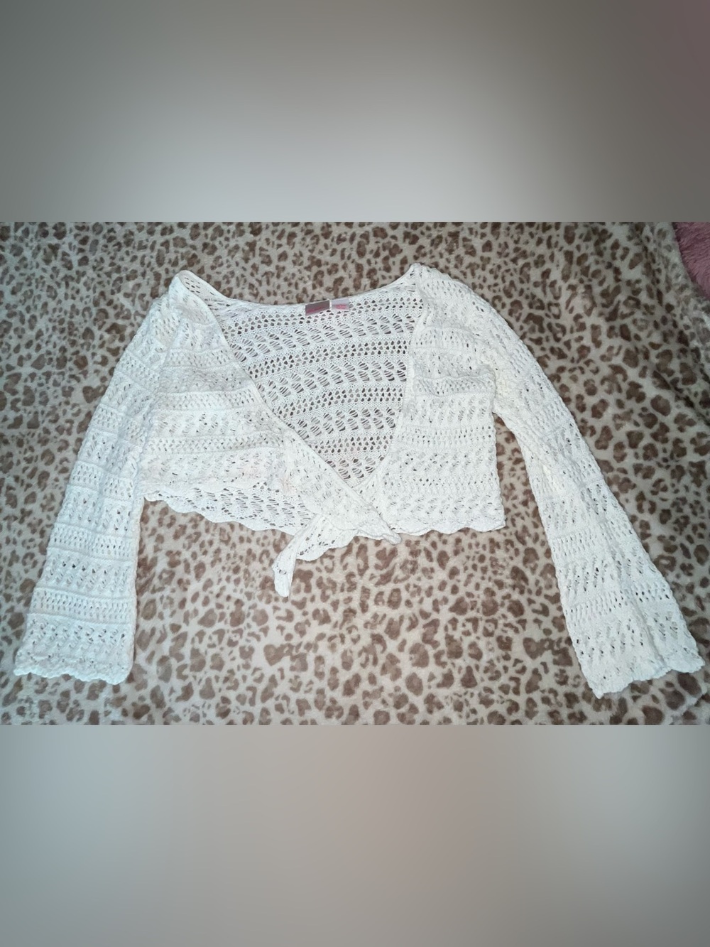 Xhilaration White Crochet Tie-Front Tunic